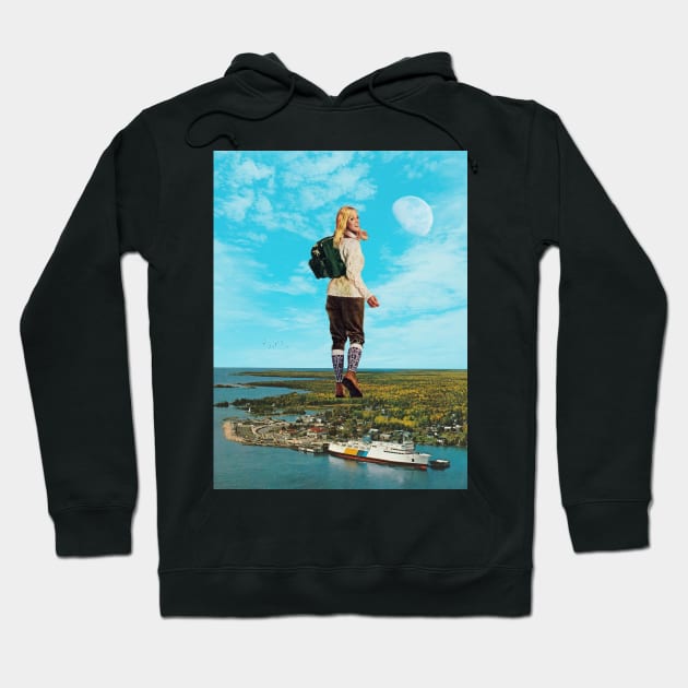 Hiking The World - Surreal/Collage Art Hoodie by DIGOUTTHESKY